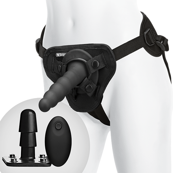 Doc Johnson Vac-U-Lock Ripple Vibrating Strap-On Pleasure Set with Wireless Remote