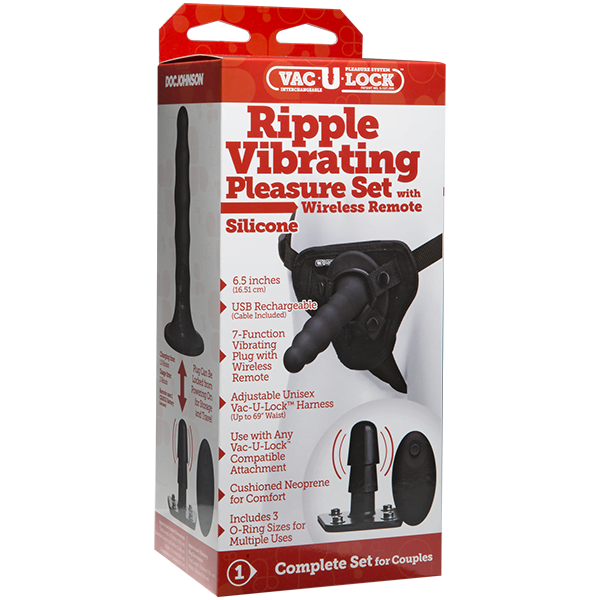 Doc Johnson Vac-U-Lock Ripple Vibrating Strap-On Pleasure Set with Wireless Remote