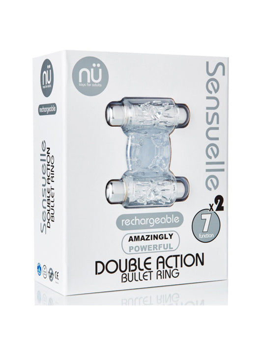 Nu Sensuelle Double Action Rechargeable Bullet Ring - Clear