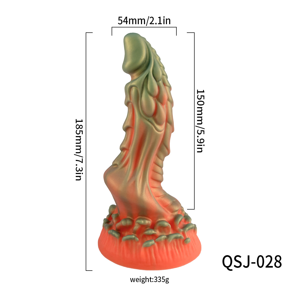 Liquid Silicone 7.3'' Small Dragon Dildo - Orange & Green