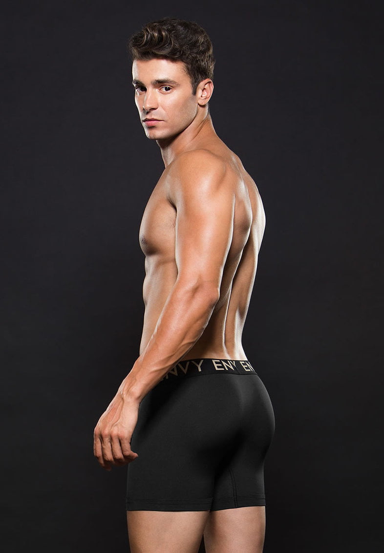 Envy E045-BLK Micro Low Rise Elastic Boxer w Logo - S/M - Black