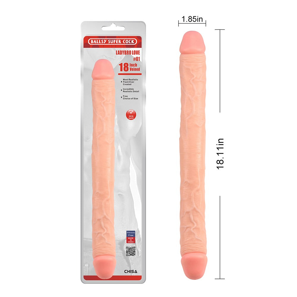 Ballsy Super Cock Lovebro 18" Double Ended Dildo #1