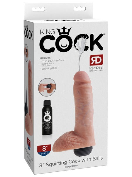 Pipedream King Cock 8" Squirting Cock with Balls - Light