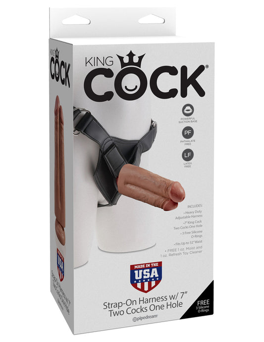 Pipedream King Cock Strap-on Harness with 7" Two Cocks One Hole
