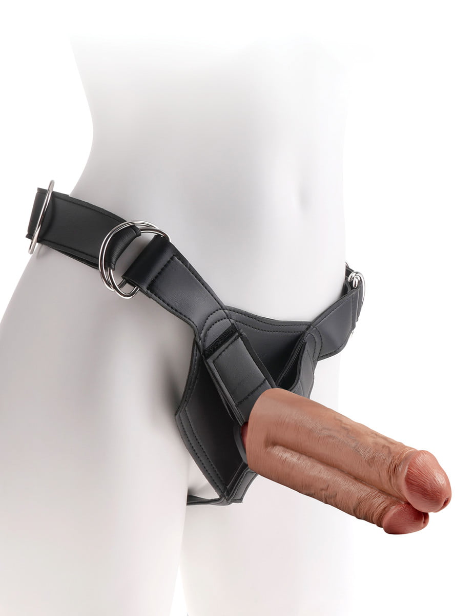 King Cock Strap-on Harness w 7 Inch Two Cocks One Hole-4452