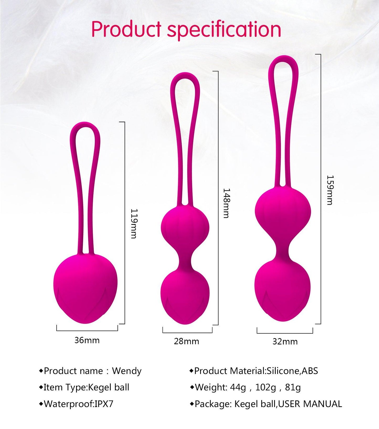 y.Love Wendy Weighted Kegel Ball Training Set 3pc