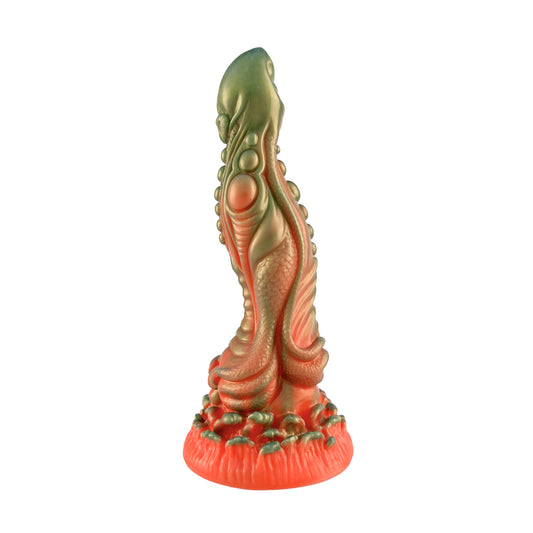 Liquid Silicone 9.8'' Large Dragon Dildo - Orange & Green