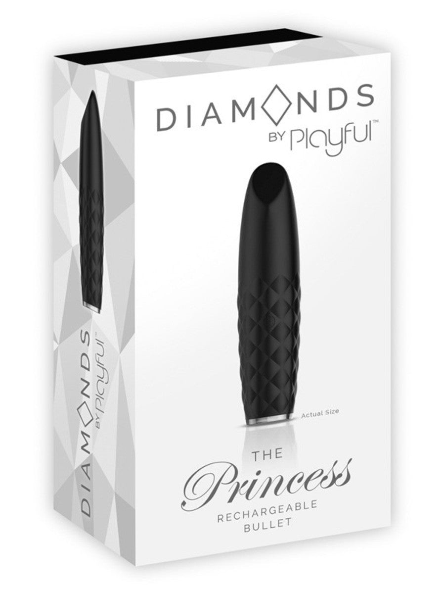 Diamonds by Playful The Princess Rechargeable Bullet Vibrator - Black Erotiqueadultcentre Diamonds by Playful The Princess Rechargeable Bullet Vibrator - Black Erotiqueadultcentre