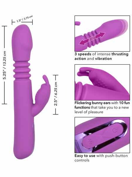 CalExotics Jack Rabbit Elite Thrusting Rechargeable Rabbit Vibrator - Purple