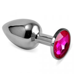 Lovetoy Products Rosebud Classic Metallic Butt Plug - Small - Silver & Fushia