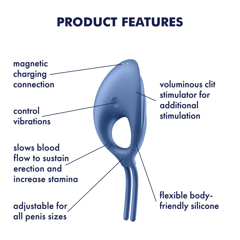 Satisfyer Swordsman Adjustable Rechargeable Cock Ring - Blue