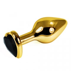 Lovetoy Products Rosebud Heart Metallic Butt Plug - Gold & Black