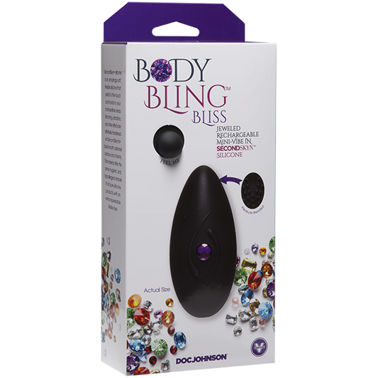 Doc Johnson Body Bling Bliss Jeweled Rechargeable Mini Vibrator - Purple