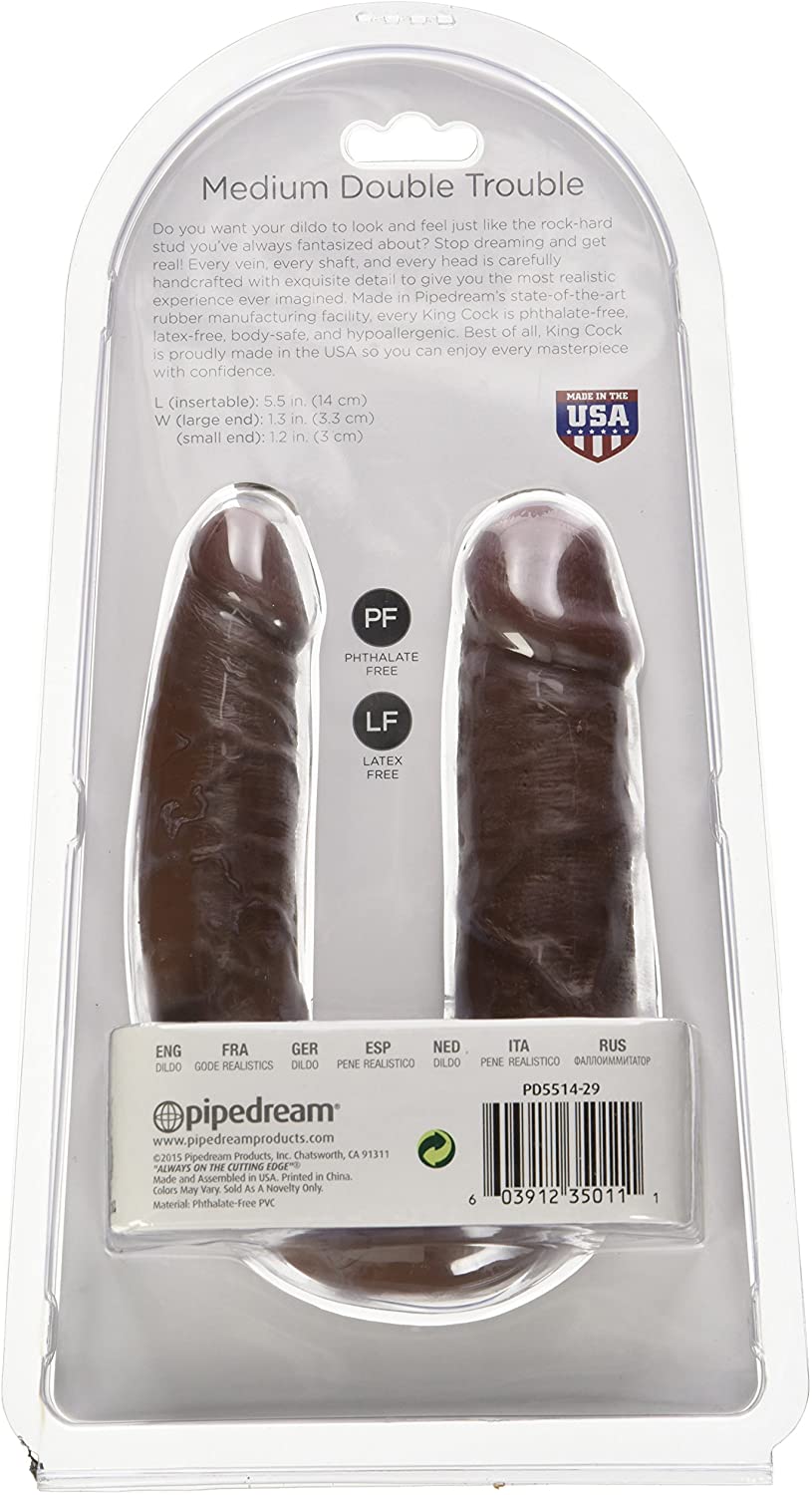 Pipedream King Cock Medium 5.5" Double Trouble Dong - Brown