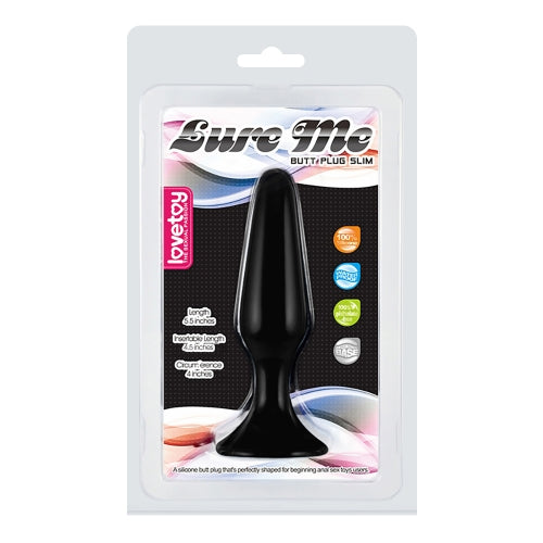 Lovetoy Products Lure Me 4.5" Slim Butt Plug - Large - Black