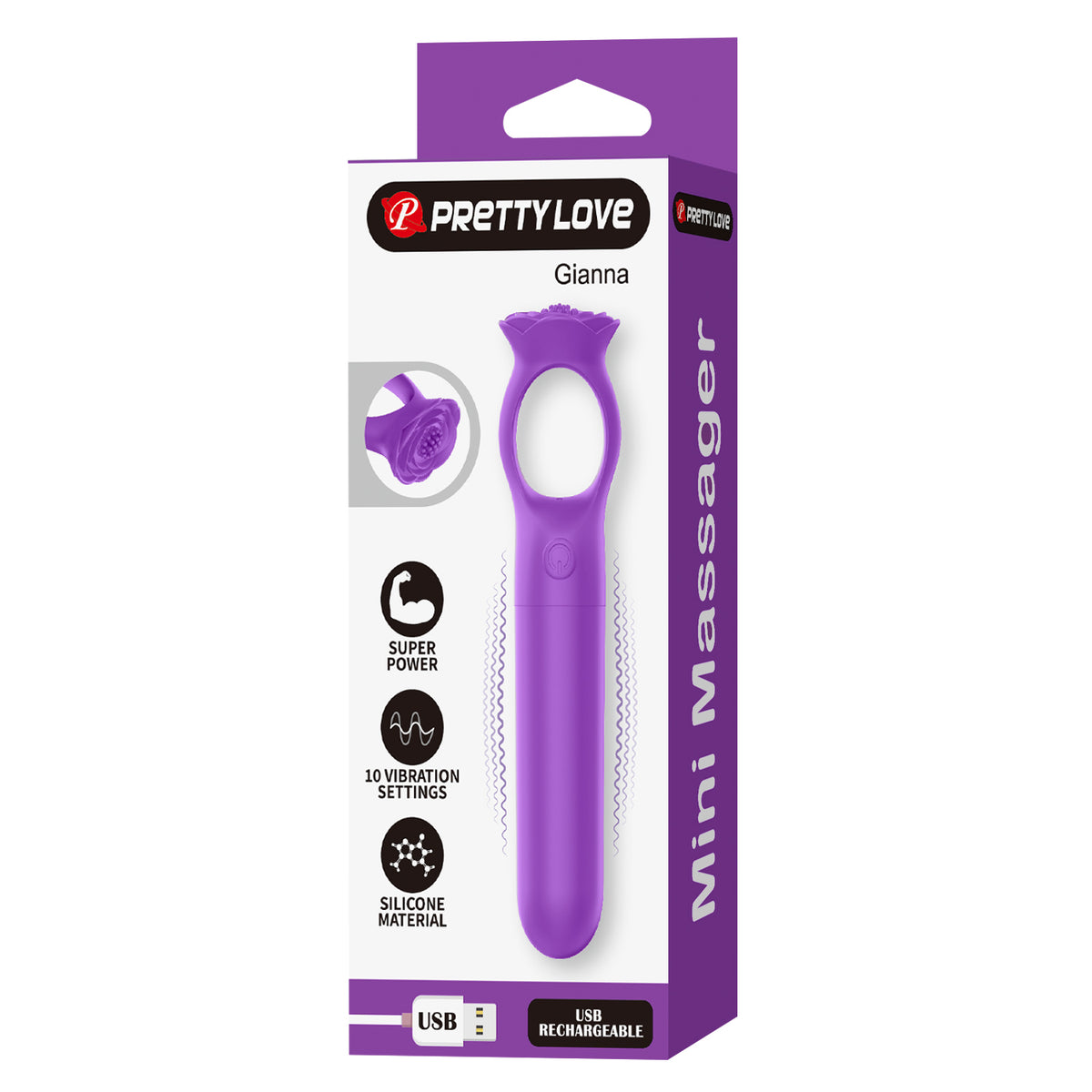 Pretty Love Gianna Mini Massager with Rose Handle