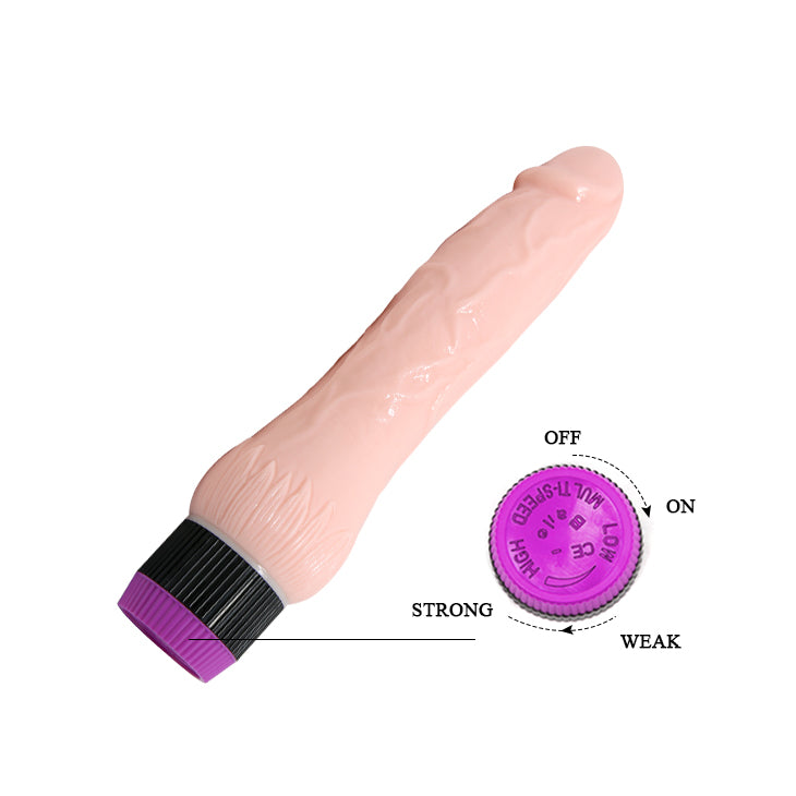 Baile Realistic Cock 9" Powerful Multi-Speed Vibrator - Light
