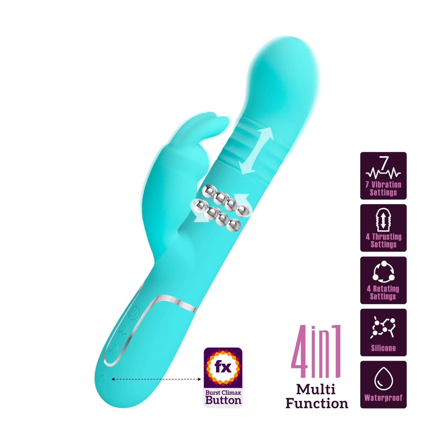 Pretty Love Twinkled Tenderness Thrusting & Rotating Rabbit Vibrator - Coale