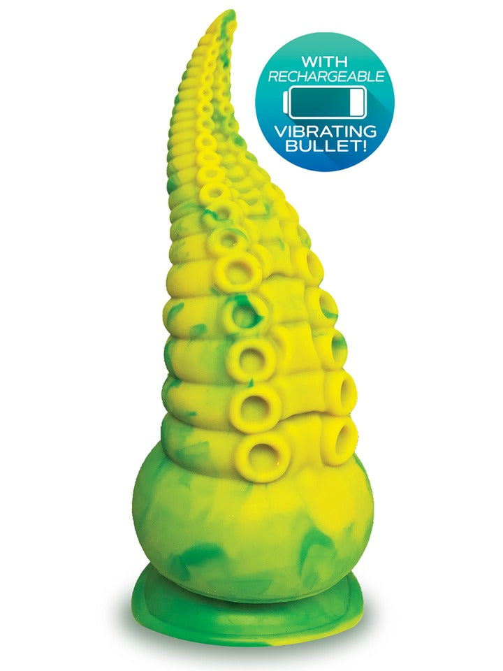 Icon Brands AlienNation Silicone Rechargeable Octopod Dildo - Yellow & Green