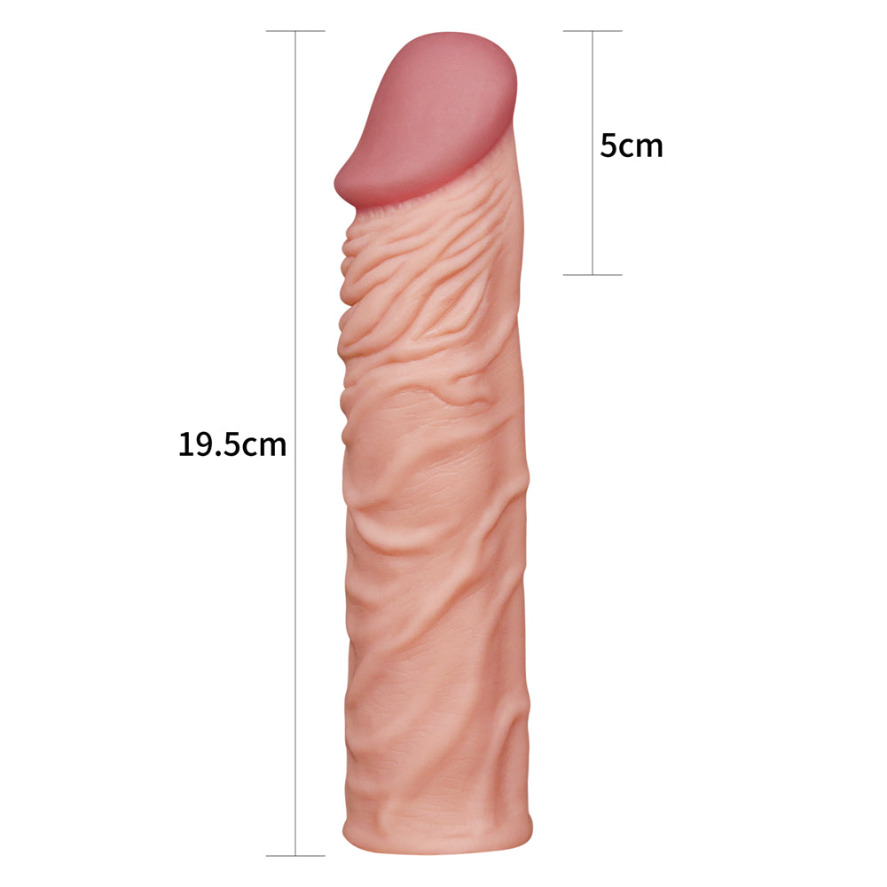 Lovetoy Products 2" Pleasure X-Tender Extra Veiny Extension Sleeve - Light
