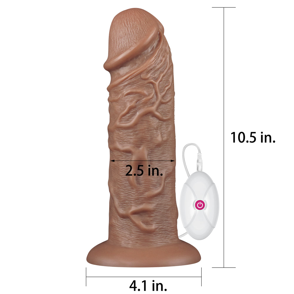 Lovetoy Products 10.5'' Realistic Chubby Vibrating Dildo - Brown