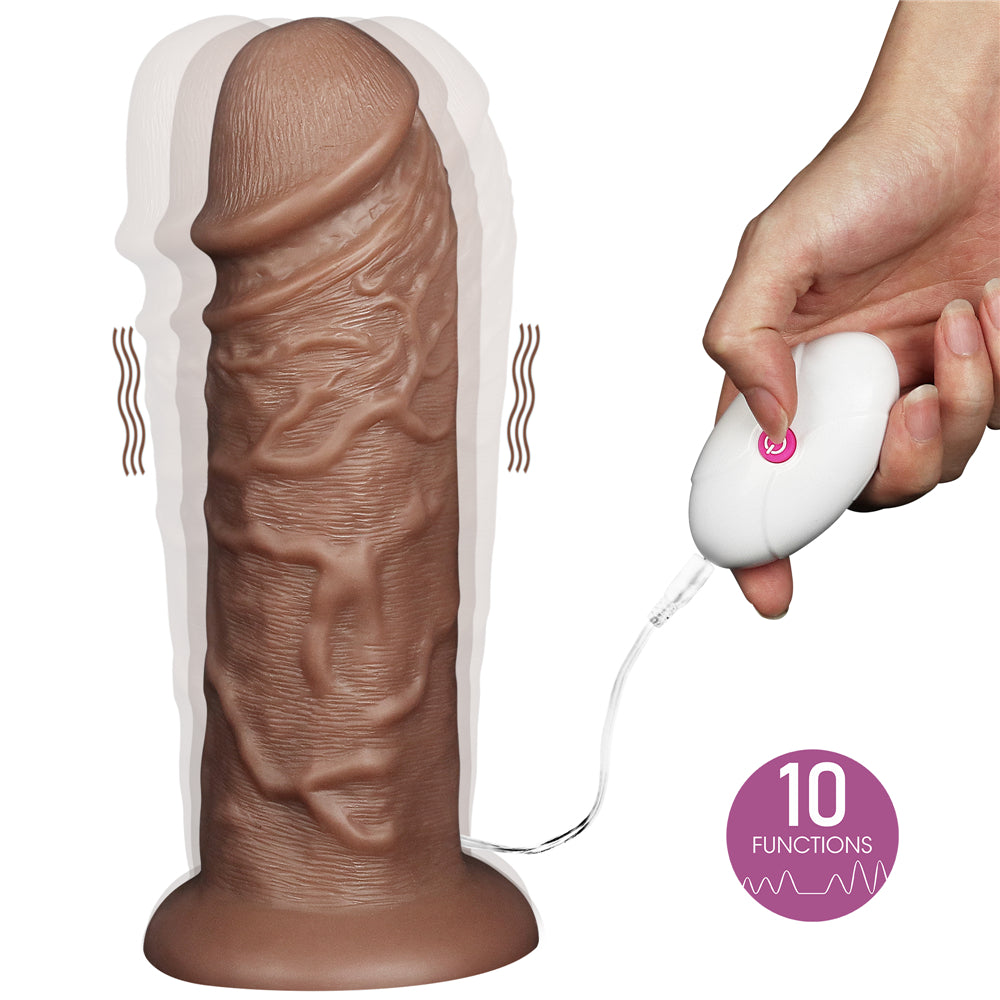 Lovetoy Products 10.5'' Realistic Chubby Vibrating Dildo - Brown