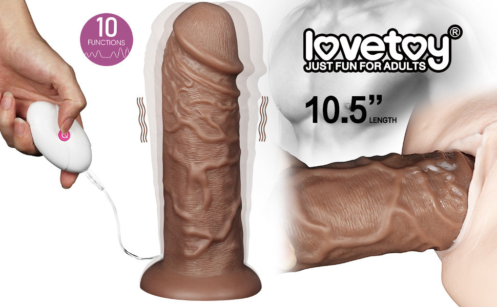 Lovetoy Products 10.5'' Realistic Chubby Vibrating Dildo - Brown