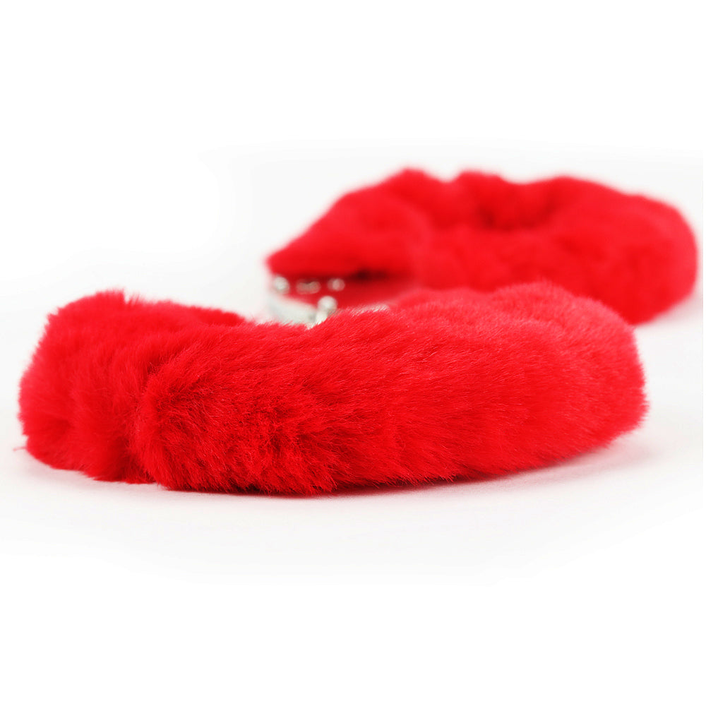 Lovetoy Products Fetish Pleasure Fluffy Hand Cuffs - Red
