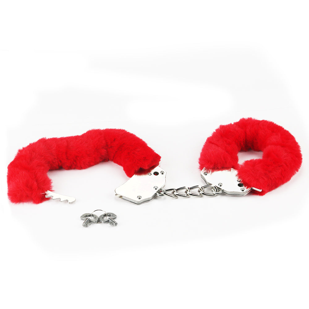 Lovetoy Products Fetish Pleasure Fluffy Hand Cuffs - Red