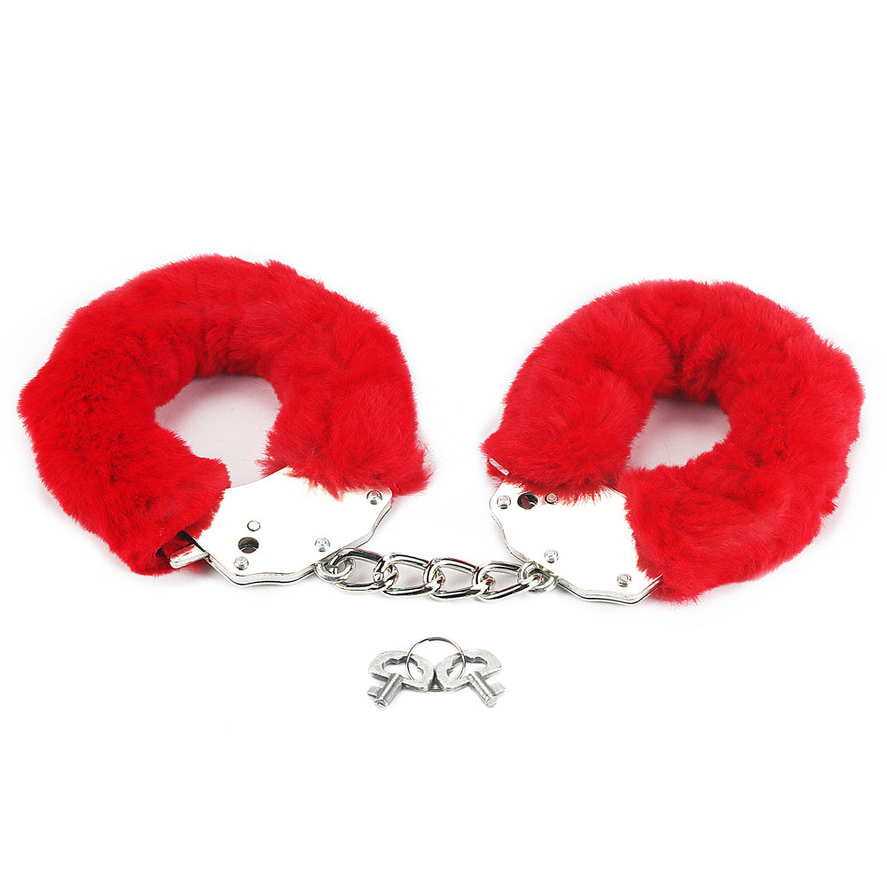 Lovetoy Products Fetish Pleasure Fluffy Hand Cuffs - Red
