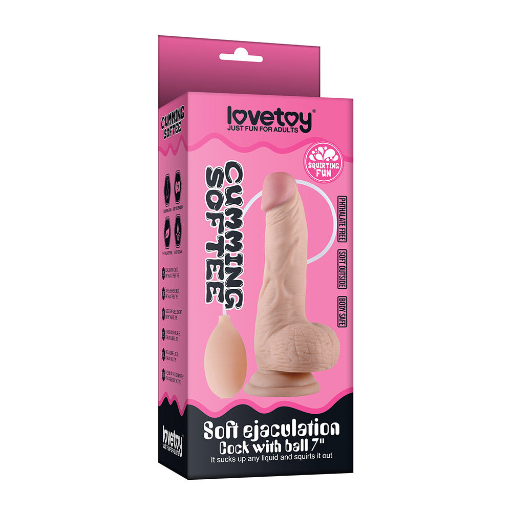 Lovetoy Products Cumming Softee 8" Soft Ejaculation Cock with Balls - Light