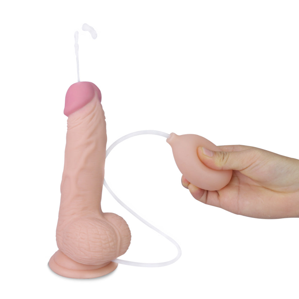 Lovetoy Products Cumming Softee 8" Soft Ejaculation Cock with Balls - Light