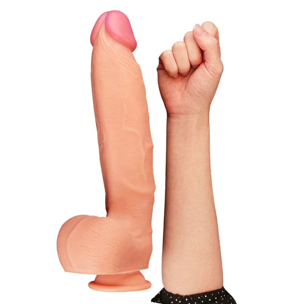 Lovetoy Products Dual Layered Silicone 12" Nature Cock