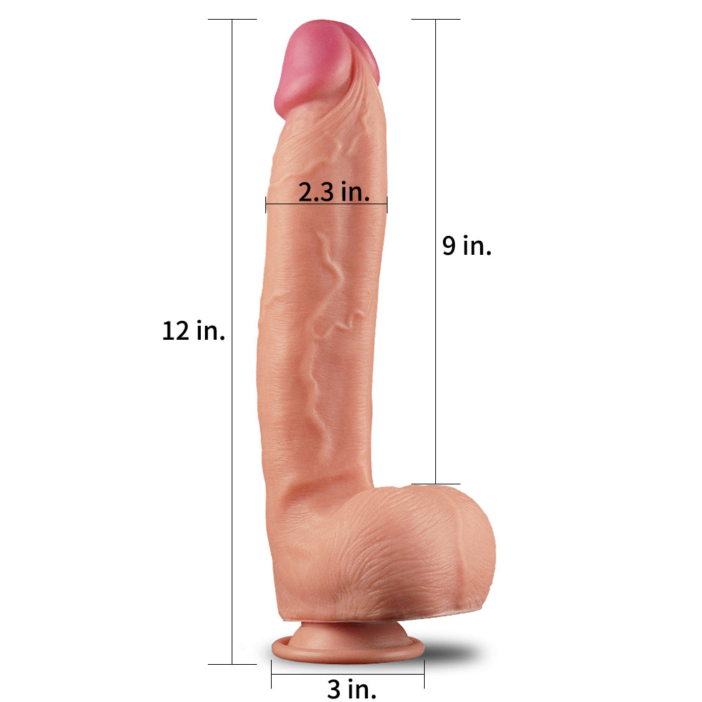 Lovetoy Products Dual Layered Silicone 12" Nature Cock