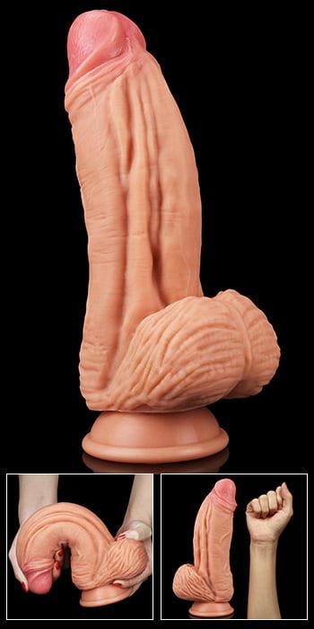 Lovetoy Dual Layered Silicone 10" Thick Realistic Dildo Suction Cup