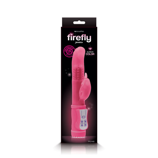 NS Novelties Firefly Jessica Glow in the Dark G-Spot Dolphin Vibrator - Pink