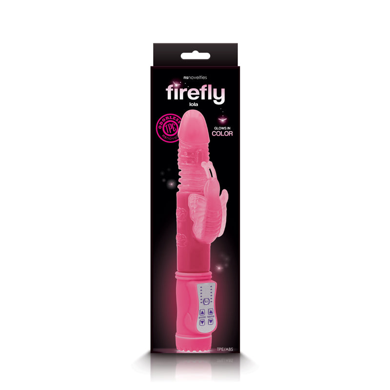 NS Novelties Firefly Lola Glow in the Dark Thrusting Butterfly Vibrator - Pink