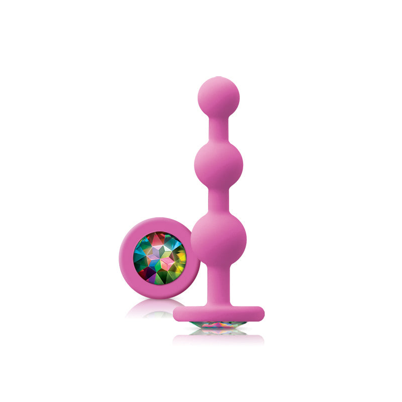 NS Novelties Glams Ripple Rainbow Gem Anal Plug - Pink