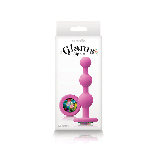 NS Novelties Glams Ripple Rainbow Gem Anal Plug - Pink