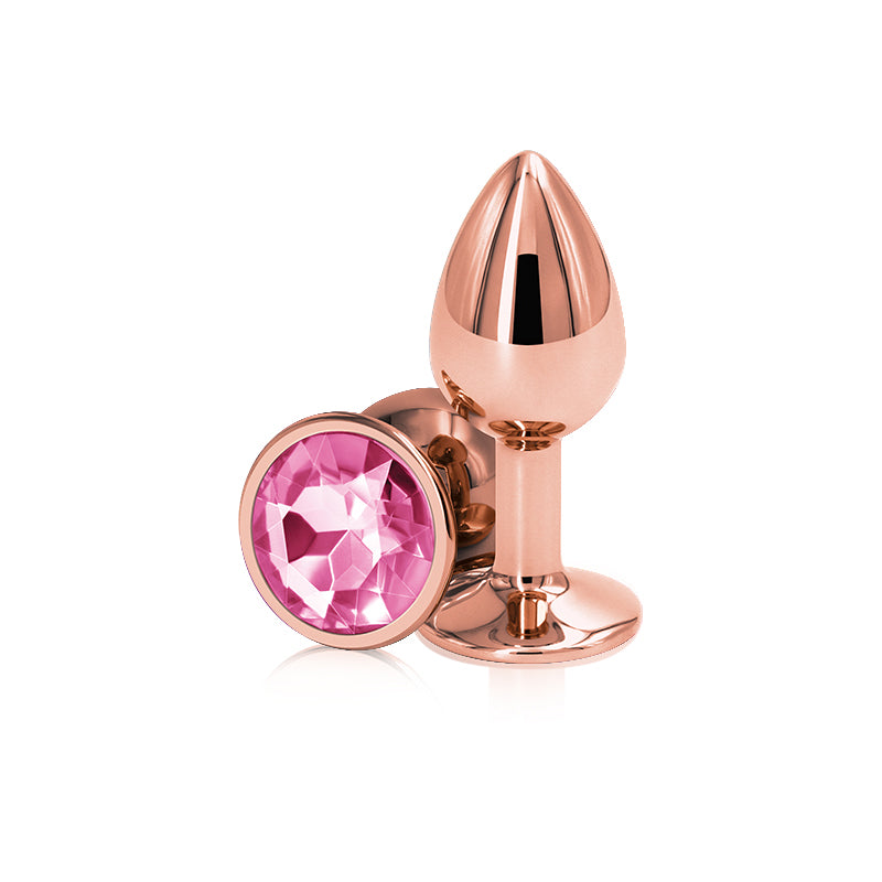 NS Novelties Rear Assets Rose Gold Round Jewelled Butt Plug - Small - Pink