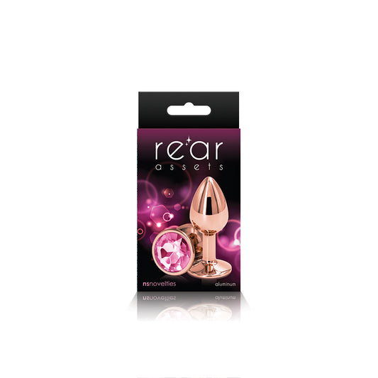 NS Novelties Rear Assets Rose Gold Round Jewelled Butt Plug - Small - Pink