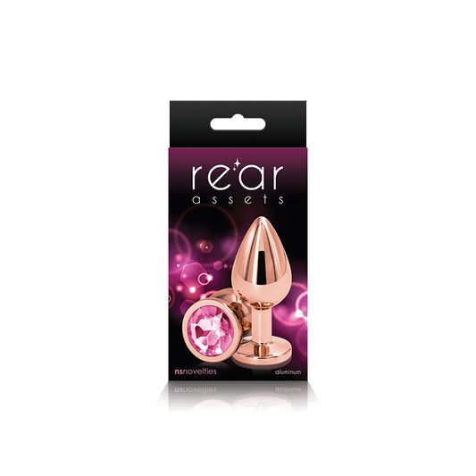 NS Novelties Rear Assets Rose Gold Round Jewelled Butt Plug - Medium - Pink