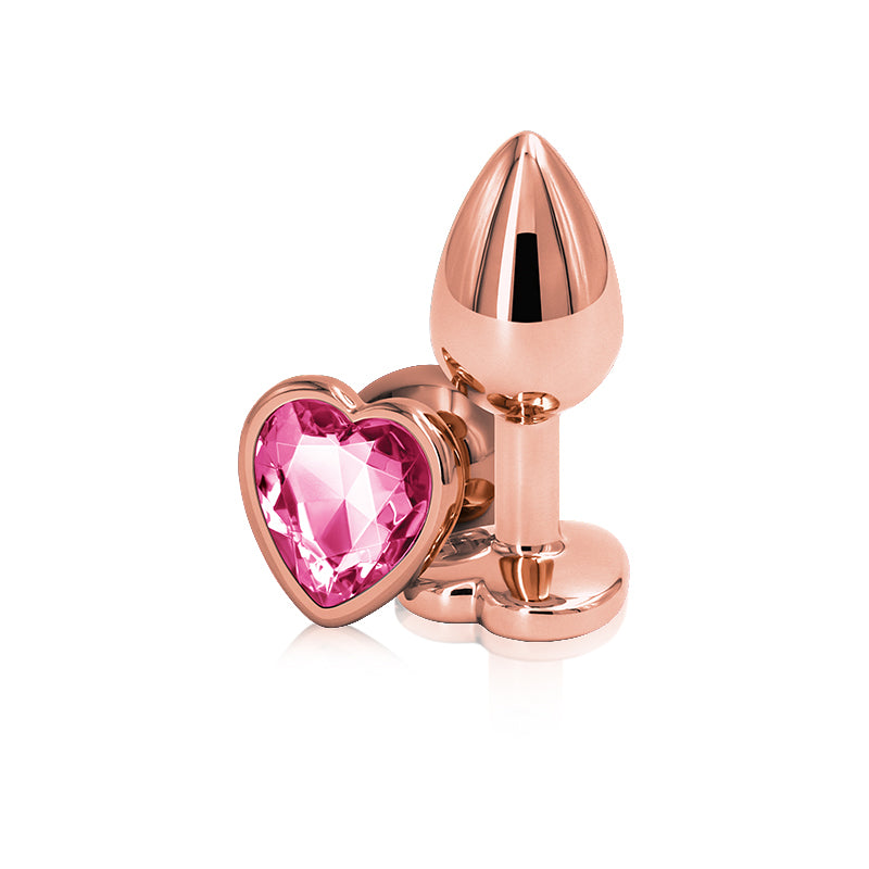 NS Novelties Rear Assets Rose Gold Jewelled Heart Butt Plug - Small - Pink