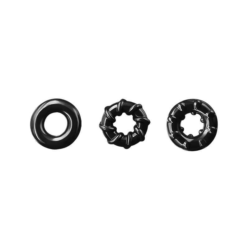 NS Novelties Renegade Super Stretchable Dyno Cock Rings 3pk - Black