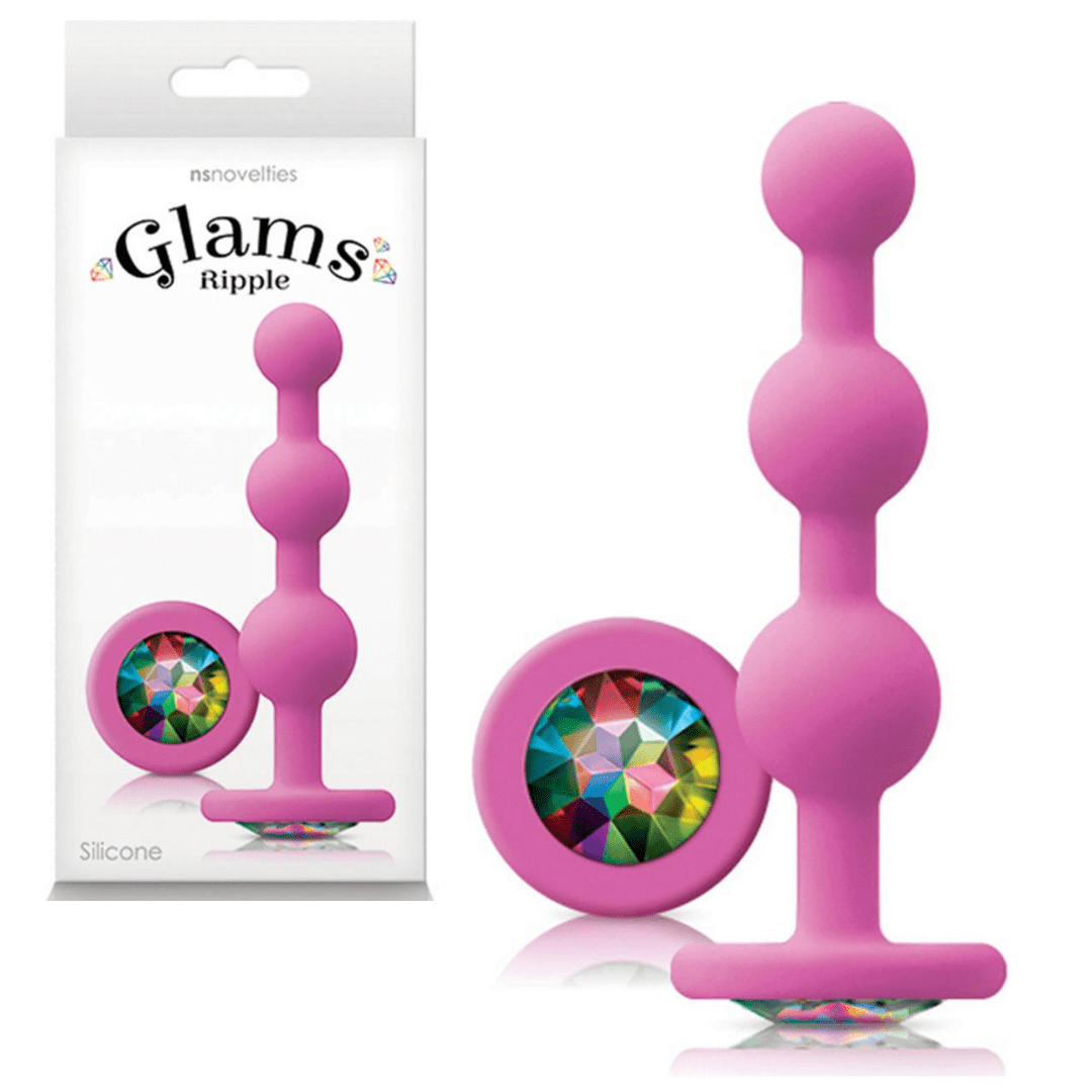 NS Novelties Glams Ripple Rainbow Gem Anal Plug - Pink