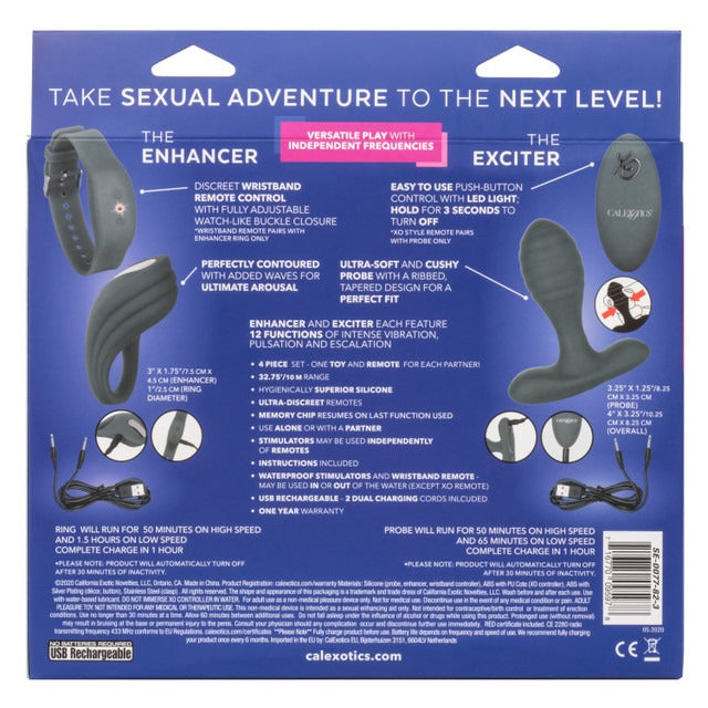 CalExotics Rechargeable Silicone Remote Adventure Set - Grey