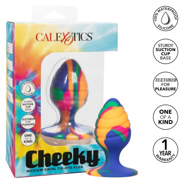 CalExotics Cheeky Swirl Tie Dye Butt Plug - Medium - Tie Dye