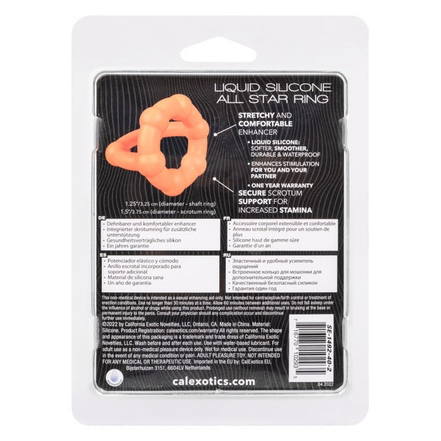 CalExotics Alpha Ring Liquid Silicone Precision Ring - Orange