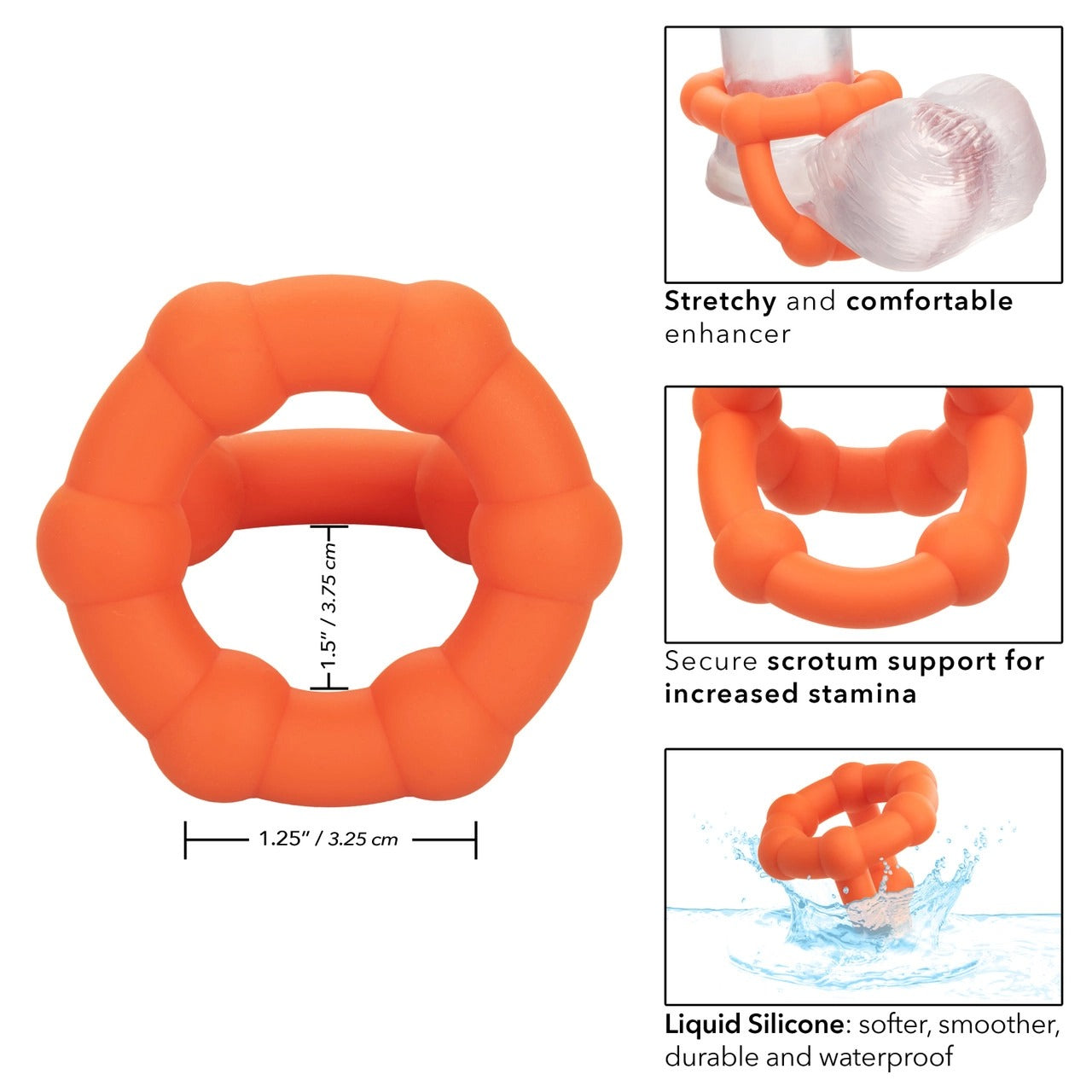 CalExotics Alpha Ring Liquid Silicone Precision Ring - Orange