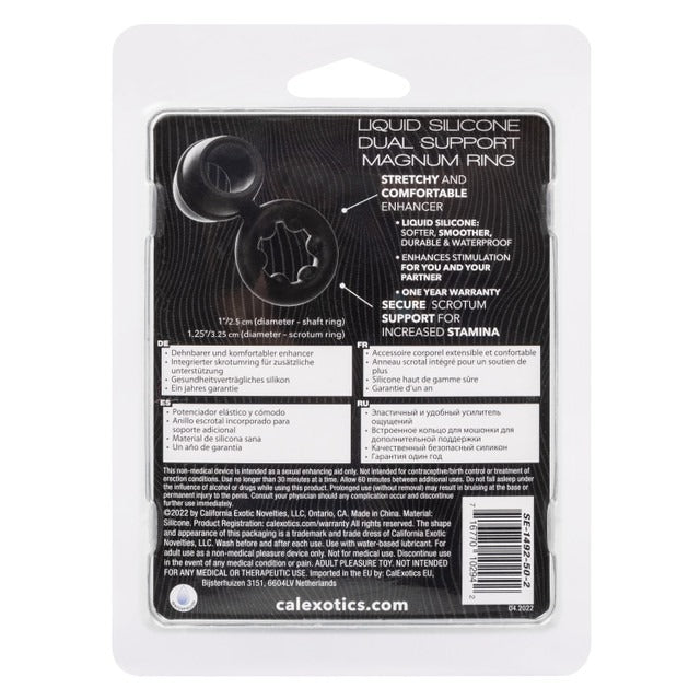 CalExotics Alpha Ring Dual Support Magnum Cock Ring - Black